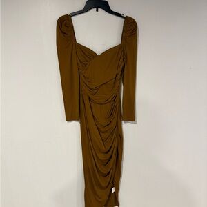 Elegant Brown Long Sleeve Dress